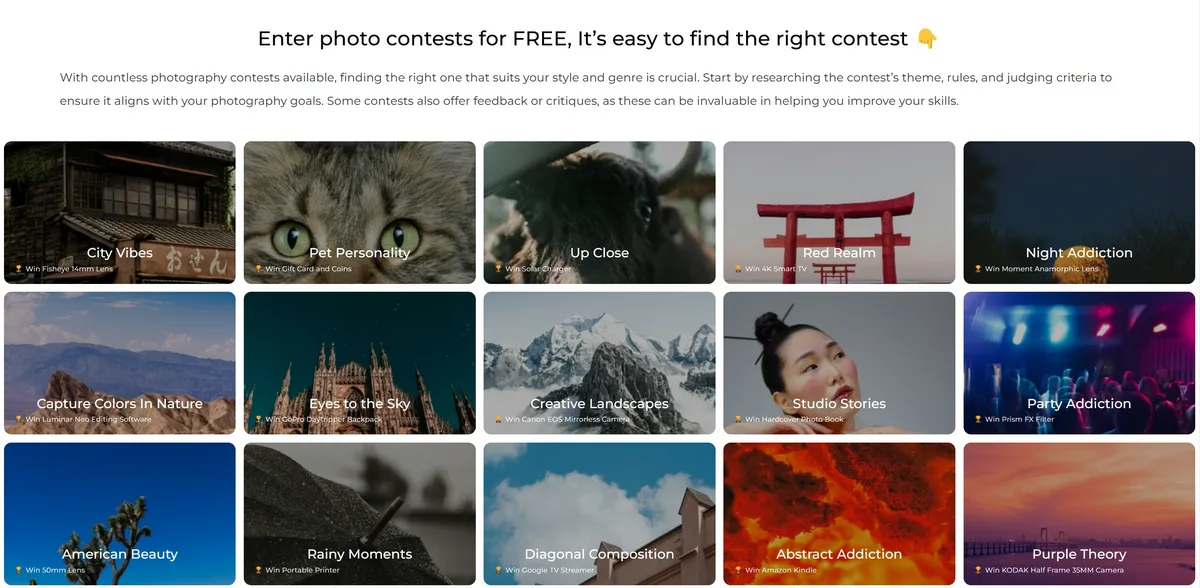 photo contest and prices to win on viewbug web site